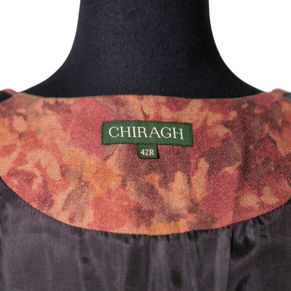 Mens Floral Vest 42R Rust Red Orange Lambswool Waistcoat Formal Wedding Party - Picture 3 of 10